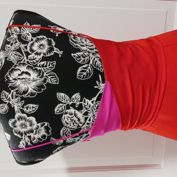 🆕️ 💋Milly💋 - Two-Tone Red/Hot Pink Cindy Silk Stretch Cocktail Dress - Picture 9 of 16